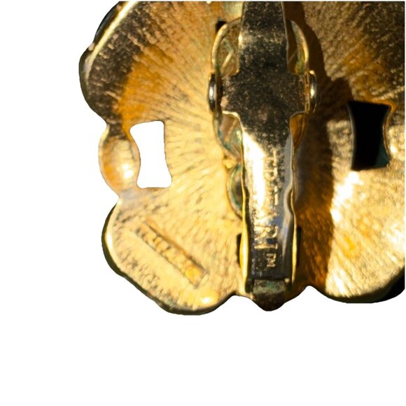 Trifari Alfred Phillipe Clip Earrings Gold-Tone Multicolor Cabochons - Picture 3 of 5